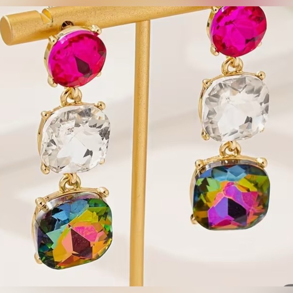 Elegant Multicolor Drop Earrings - Picture 4 of 8